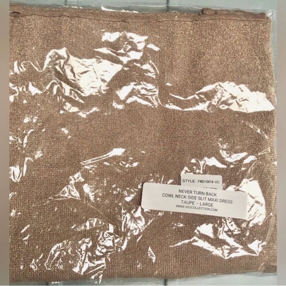 Vici shimmer taupe long dress Drape cowl neckline NEW SALE Re $69 *See matching - Picture 9 of 12